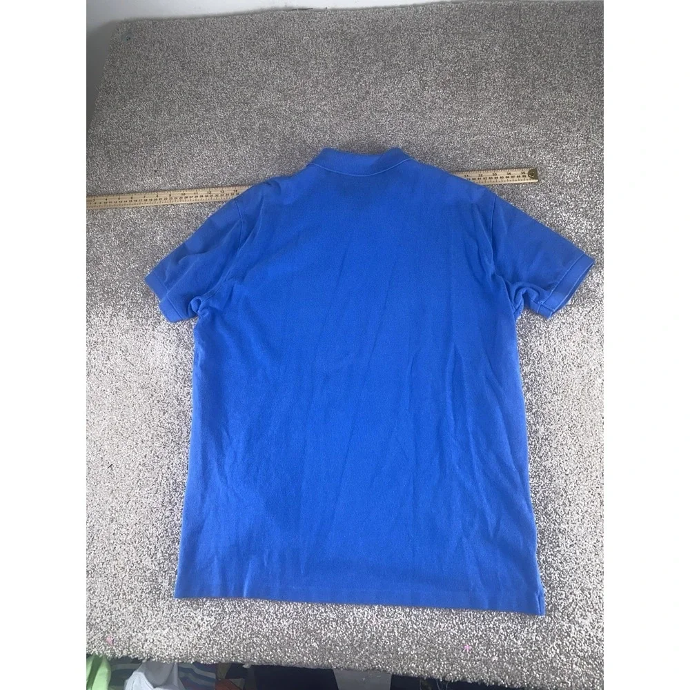 Polo Ralph Lauren Solid Blue Short Sleeve Polo Cotton Yellow Pony Mens L Read
